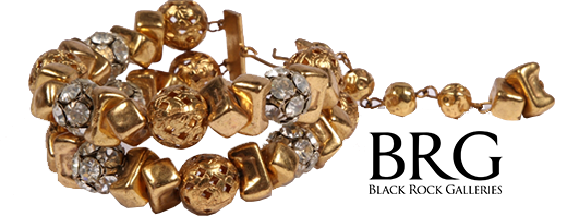Snazzy Vintage Gold And Rhinestone Costume Bracelet